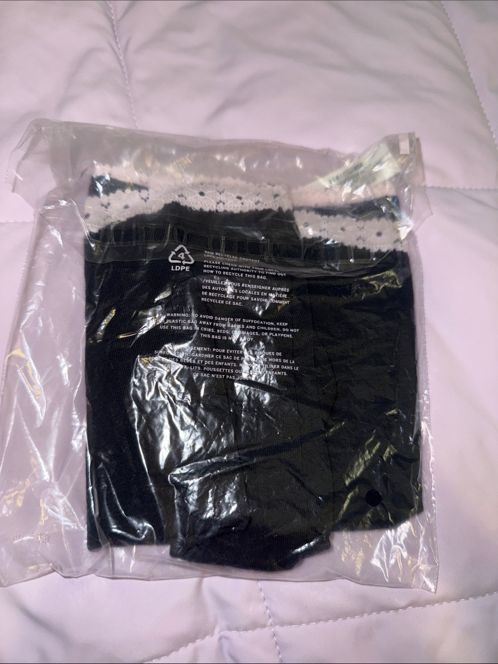 NWT PINK Victoria’s Secret Black with Pink Lace Trim Boy Short Panty